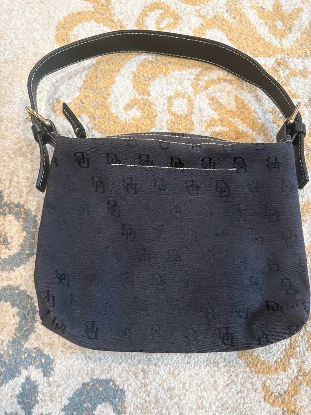 Dooney and Bourke Classic Black Shoulder Bag with Subtle Monogram